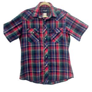 Vintage Wrangler Western Shirt Men's Plaid Pearl Snaps Medium